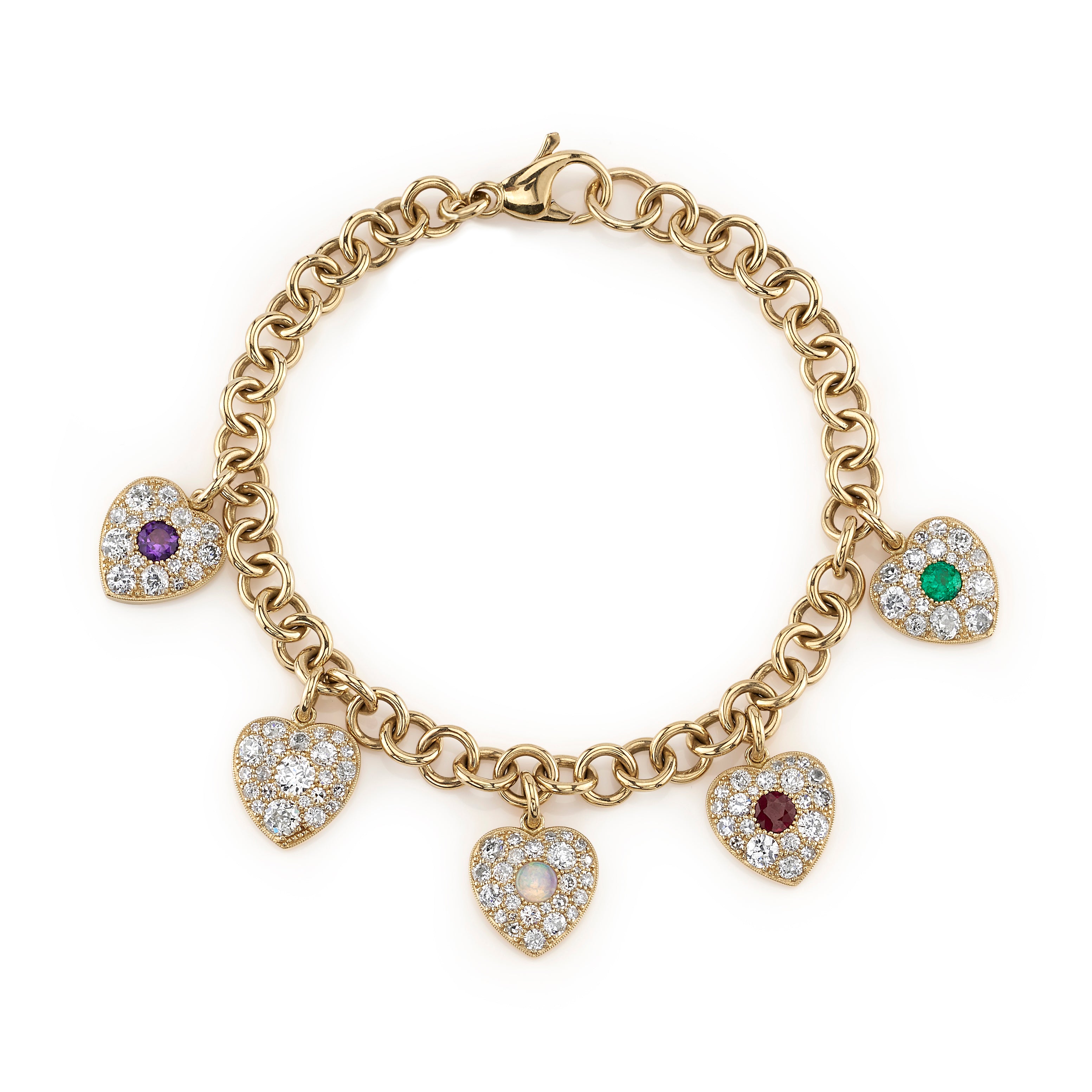 White Gold Charm Bracelet, Diamond Charm Bracelet, Link Charm Bracelet,  Dainty Charm Bracelet Heart Moon Sun Star Circle - Etsy