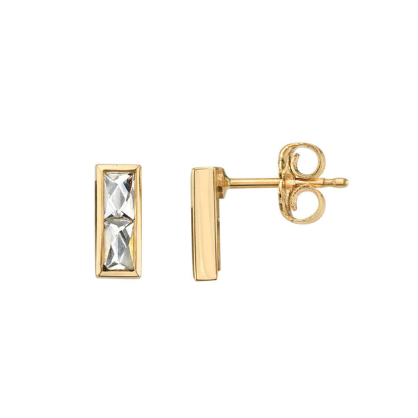 18K Yellow Gold Sterling Silver Harmony Single Stone Earrings | Adel  Chefridi