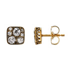 SINGLE STONE MINI SQUARE COBBLESTONE STUDS | Earrings featuring Approximately 0.60ctw varying old cut and round brilliant cut diamonds set in handcrafted 18K yellow gold stud earrings. Available in a polished or oxidized finish. Prices vary according to d